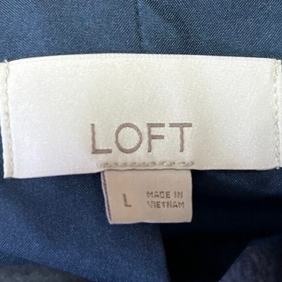 Ann Taylor LOFT Blue Zip Up Long Sleeve Sweatshirt Sweater Knit Bomber Jacket L - Picture 3 of 4